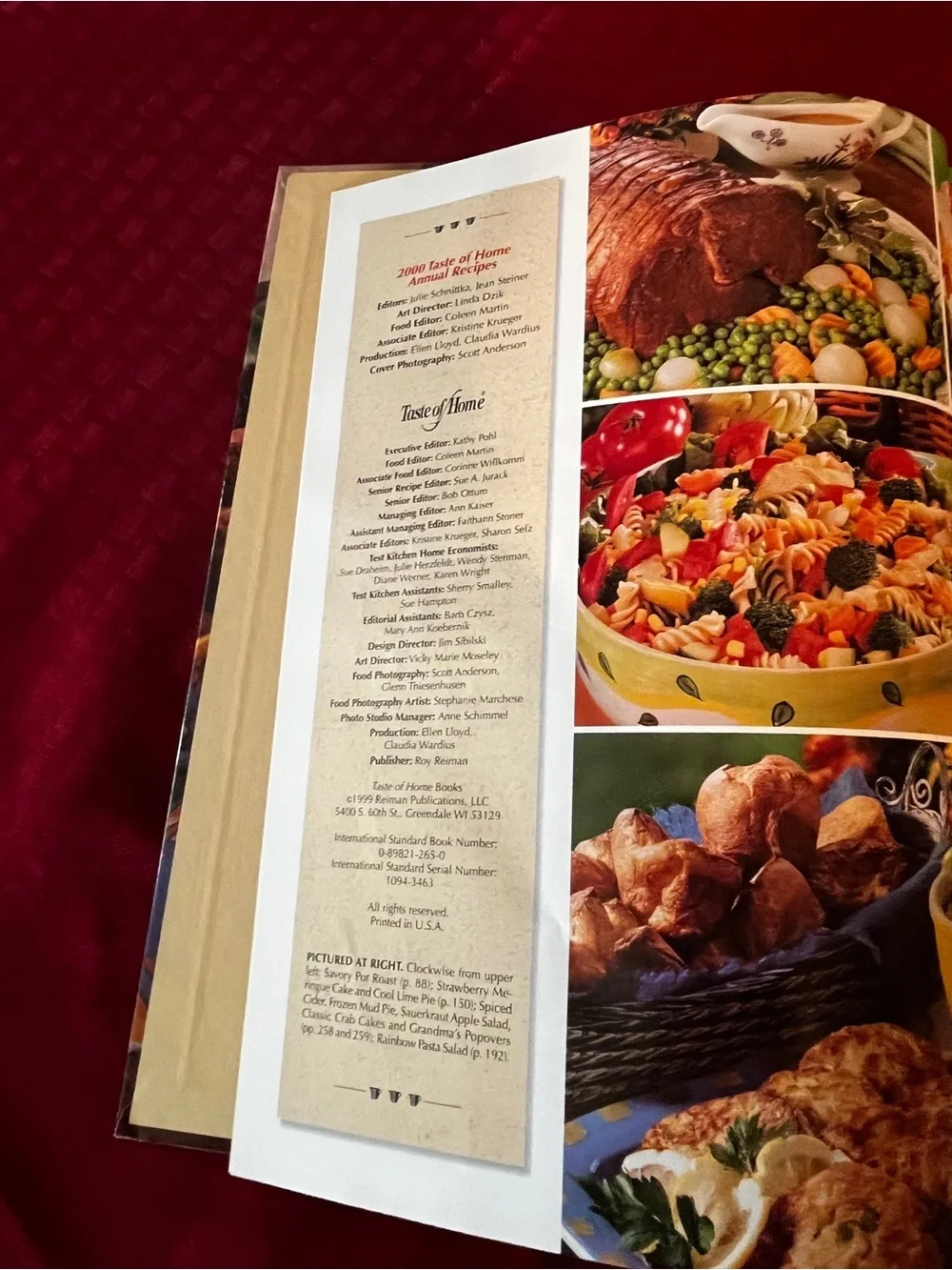 2000 Taste Of Home Annual Recipes Hardcover Cookbook